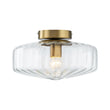 Load image into Gallery viewer, Farmhouze Light-Amber Reeded Glass Drum Single Semi Flush Ceiling Light-Ceiling Light-Clear Glass-
