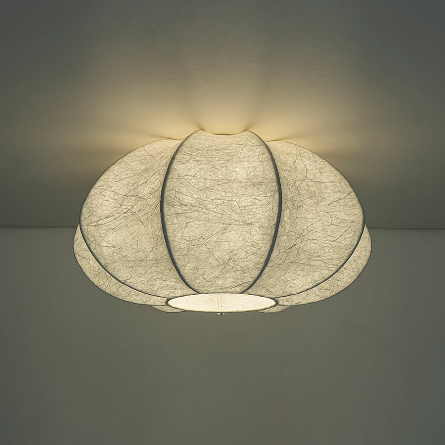 Farmhouze Light - Ambient Round Cage White Silk Flush Mount Light - Ceiling Light - 19 in - 