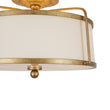 Load image into Gallery viewer, Farmhouze Light-Antique Brass Linen Fabric Tapered Drum Cage Ceiling Light-Ceiling Light-Gold-
