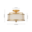 Load image into Gallery viewer, Farmhouze Light-Antique Brass Linen Fabric Tapered Drum Cage Ceiling Light-Ceiling Light-Gold-
