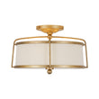 Load image into Gallery viewer, Farmhouze Light-Antique Brass Linen Fabric Tapered Drum Cage Ceiling Light-Ceiling Light-Gold-
