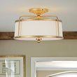 Load image into Gallery viewer, Farmhouze Light-Antique Brass Linen Fabric Tapered Drum Cage Ceiling Light-Ceiling Light-Gold-
