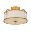 Load image into Gallery viewer, Farmhouze Light-Antique Brass Linen Fabric Tapered Drum Cage Ceiling Light-Ceiling Light-Gold-
