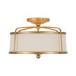 Load image into Gallery viewer, Farmhouze Light-Antique Brass Linen Fabric Tapered Drum Cage Ceiling Light-Ceiling Light-Gold-
