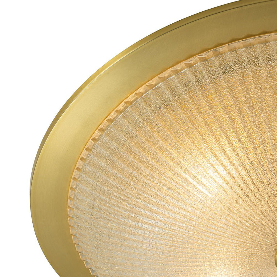 Farmhouze Light - Antique Brass Textured Glass Round Ceiling Light - Ceiling Light - 23in - 