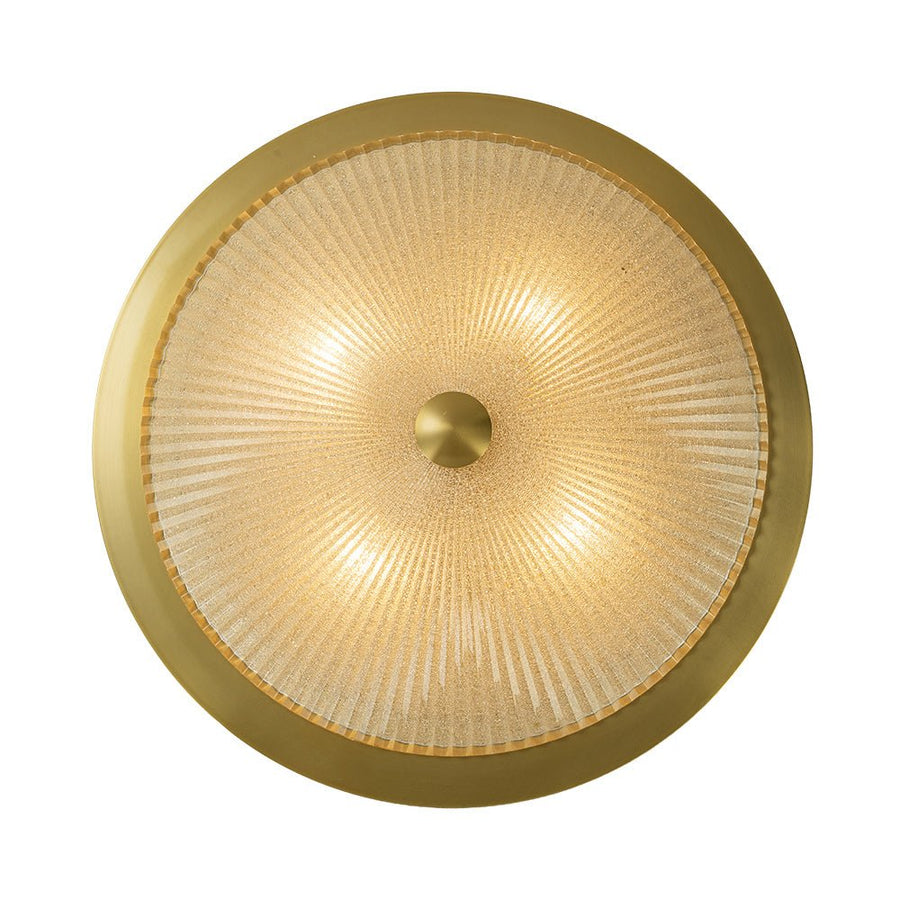 Farmhouze Light - Antique Brass Textured Glass Round Ceiling Light - Ceiling Light - 23in - 