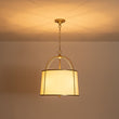 Load image into Gallery viewer, Farmhouze Light - Antique Gold 4 - Light Fabric Drum Cage Chandelier - Chandelier - Gold - 

