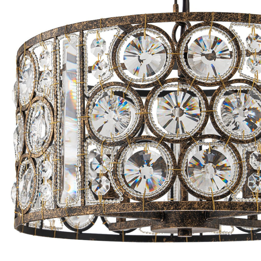 Farmhouze Light - Antique Luxury Crystal Drum Cage Chandelier - Chandelier - Black - 