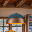 Load image into Gallery viewer, Farmhouze Light - Antique Verdigris Copper Style Oversized Iron Dome Pendant - Chandelier - 15in - 
