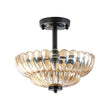 Load image into Gallery viewer, Farmhouze Light-Art Deco Honey Amber Glass Floral Cage Semi Flush Mount-Ceiling Light-11.8 in-
