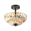 Load image into Gallery viewer, Farmhouze Light-Art Deco Honey Amber Glass Floral Cage Semi Flush Mount-Ceiling Light-11.8 in-
