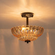 Load image into Gallery viewer, Farmhouze Light-Art Deco Honey Amber Glass Floral Cage Semi Flush Mount-Ceiling Light-11.8 in-

