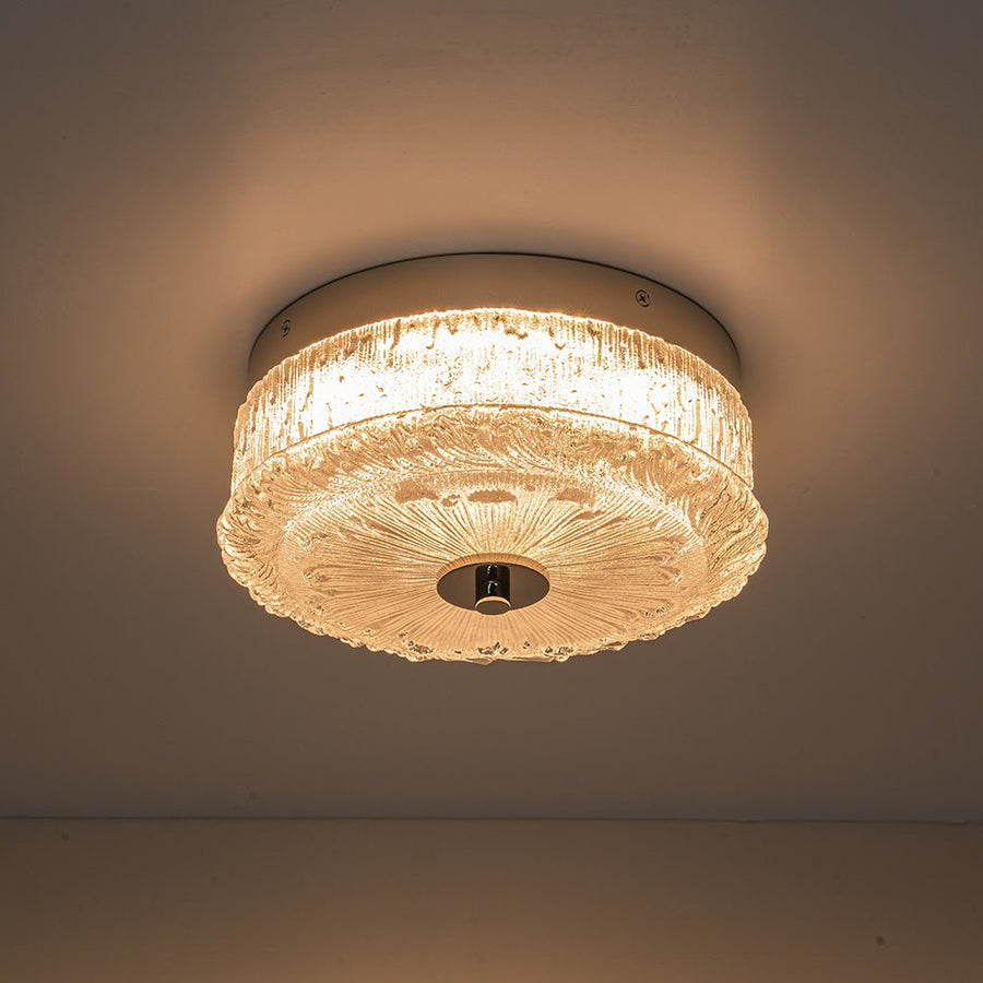 Farmhouze Light - Baroque Chrome Ice Textured Glass LED Flush Mount - Ceiling Light - Chrome - 