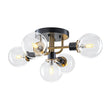 Load image into Gallery viewer, Farmhouze Light - Black Brass 5 - Light Glass Globe Sputnik Semi Flush Mount - Ceiling Light - Clear Glass - 
