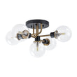 Load image into Gallery viewer, Farmhouze Light - Black Brass 5 - Light Glass Globe Sputnik Semi Flush Mount - Ceiling Light - Clear Glass - 
