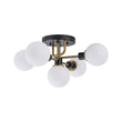 Load image into Gallery viewer, Farmhouze Light - Black Brass 5 - Light Glass Globe Sputnik Semi Flush Mount - Ceiling Light - Clear Glass - 

