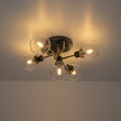 Load image into Gallery viewer, Farmhouze Light - Black Brass 5 - Light Glass Globe Sputnik Semi Flush Mount - Ceiling Light - Clear Glass - 
