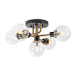 Load image into Gallery viewer, Farmhouze Light - Black Brass 5 - Light Glass Globe Sputnik Semi Flush Mount - Ceiling Light - Clear Glass - 
