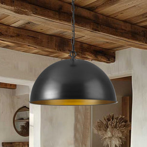 Farmhouze Light - Black Gold Industrial Oversized Metal Dome Pendant Light - Pendant - 23 in - 