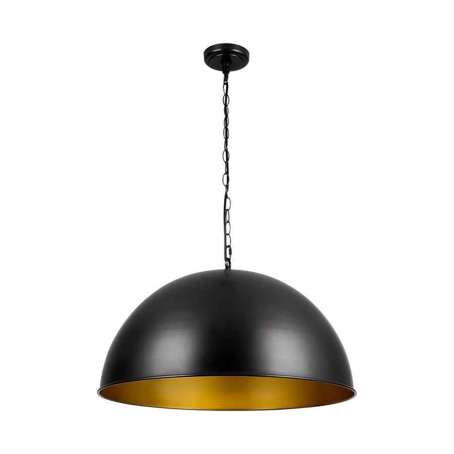 Farmhouze Light - Black Gold Industrial Oversized Metal Dome Pendant Light - Pendant - 23 in - 