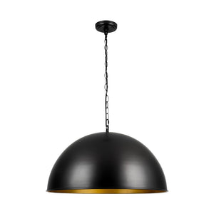 Farmhouze Light - Black Gold Industrial Oversized Metal Dome Pendant Light - Pendant - 23 in - 
