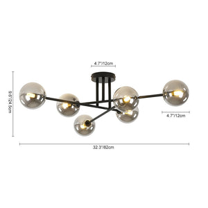 Farmhouze Light - Black Linear Smoked Glass Globe Sputnik Ceiling Light - Ceiling Light - Black - 