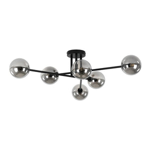 Farmhouze Light - Black Linear Smoked Glass Globe Sputnik Ceiling Light - Ceiling Light - Black - 
