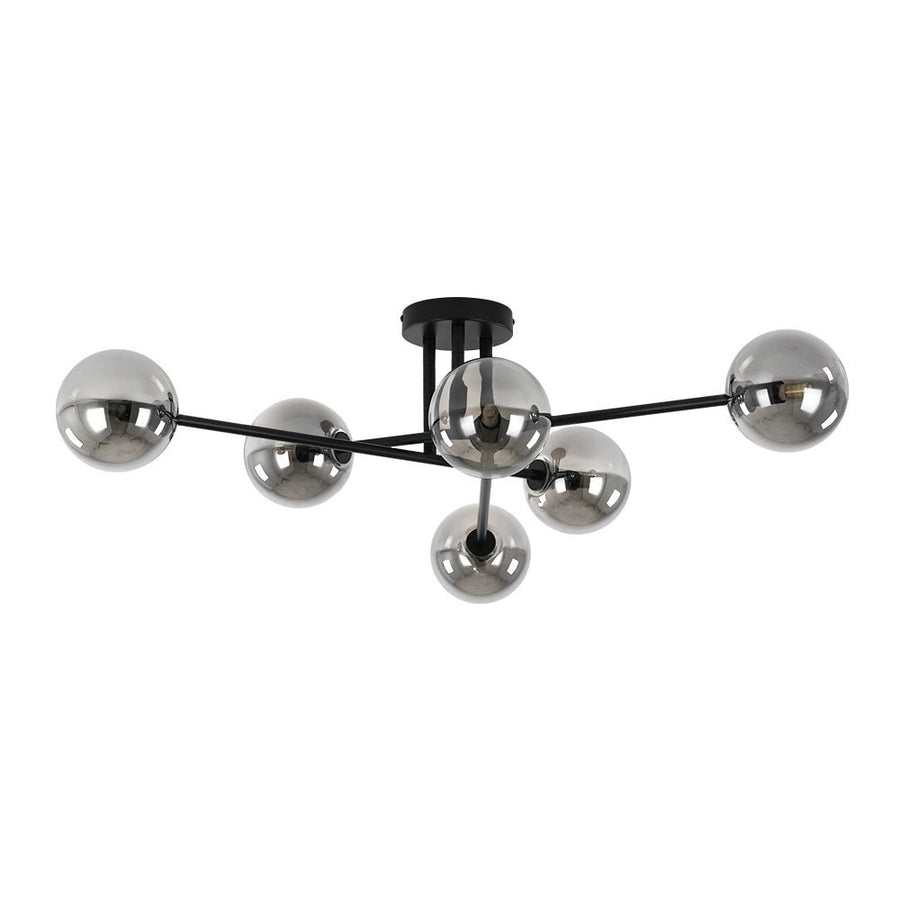Farmhouze Light - Black Linear Smoked Glass Globe Sputnik Ceiling Light - Ceiling Light - Black - 