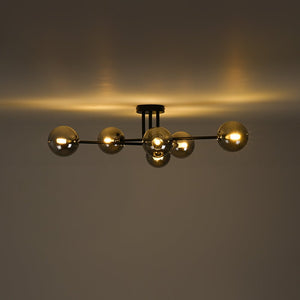 Farmhouze Light - Black Linear Smoked Glass Globe Sputnik Ceiling Light - Ceiling Light - Black - 