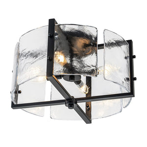 Farmhouze Light-Black Water Glass Round Semi Flush Mount Ceiling Light-Ceiling Light-Black-