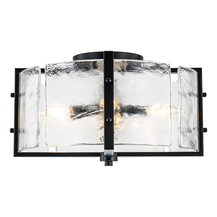 Farmhouze Light-Black Water Glass Round Semi Flush Mount Ceiling Light-Ceiling Light-Black-