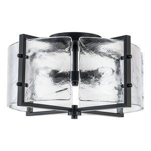 Farmhouze Light-Black Water Glass Round Semi Flush Mount Ceiling Light-Ceiling Light-Black-