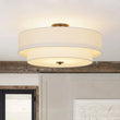 Load image into Gallery viewer, Farmhouze Light - Bohemian Tiered Fabric Drum Cage Semi Flush Mount Light - Ceiling Light - 2 - Tier/Black - 
