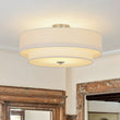 Load image into Gallery viewer, Farmhouze Light - Bohemian Tiered Fabric Drum Cage Semi Flush Mount Light - Ceiling Light - 2 - Tier/Nickel - 
