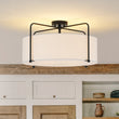 Load image into Gallery viewer, Farmhouze Light-Boho 4-Light Fabric Drum Cage Semi Flush Ambient Lighting-Ceiling Light-Black Finish-
