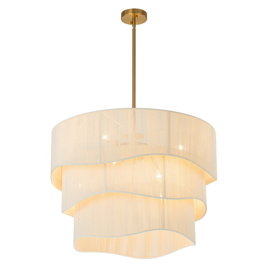 Farmhouze Light - Boho Bleached String Tiered Drum Pendant Light - Chandelier - White - 