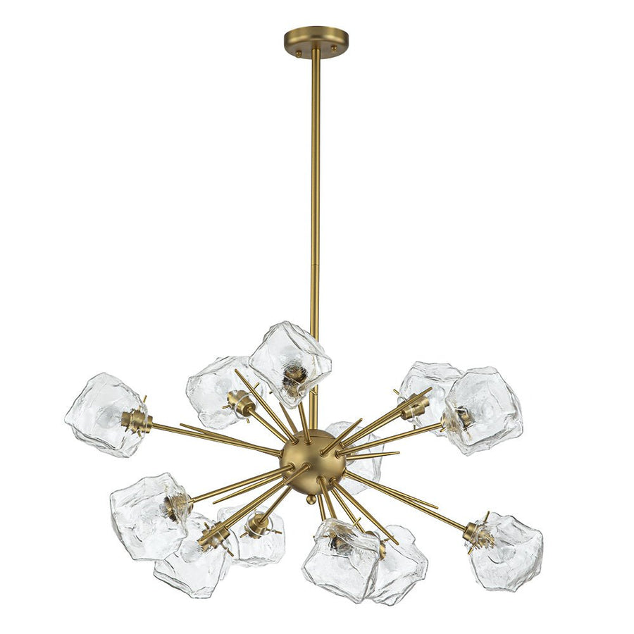 Farmhouze Light - Brass 12 - Light Ice Glass Shade Sputnik Chandelier - Chandelier - 12 - Light - Brass