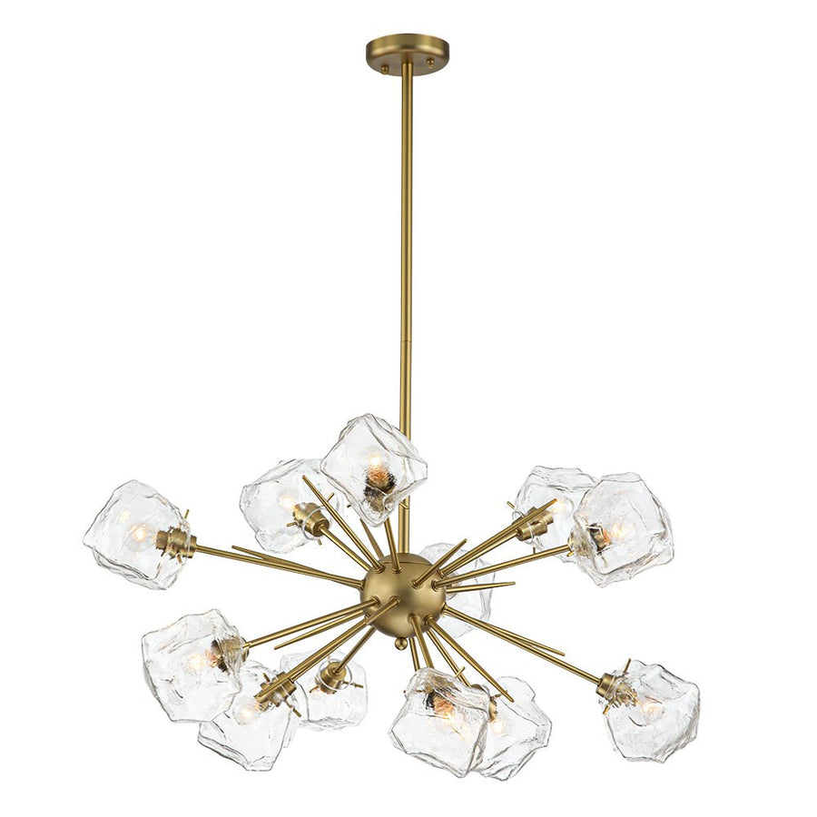 Farmhouze Light - Brass 12 - Light Ice Glass Shade Sputnik Chandelier - Chandelier - 12 - Light - Brass