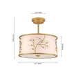 Load image into Gallery viewer, Farmhouze Light-Brass 3-Light Crystal Flower Fabric Drum Lantern Semi Flush Mount-Ceiling Light-15.7 in-
