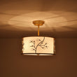 Load image into Gallery viewer, Farmhouze Light-Brass 3-Light Crystal Flower Fabric Drum Lantern Semi Flush Mount-Ceiling Light-15.7 in-
