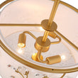 Load image into Gallery viewer, Farmhouze Light-Brass 3-Light Crystal Flower Fabric Drum Lantern Semi Flush Mount-Ceiling Light-15.7 in-

