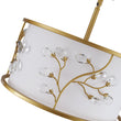 Load image into Gallery viewer, Farmhouze Light-Brass 3-Light Crystal Flower Fabric Drum Lantern Semi Flush Mount-Ceiling Light-15.7 in-
