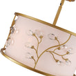 Load image into Gallery viewer, Farmhouze Light-Brass 3-Light Crystal Flower Fabric Drum Lantern Semi Flush Mount-Ceiling Light-15.7 in-
