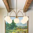 Load image into Gallery viewer, Farmhouze Light - Brass 5 - Light Arched Arm Milky Glass Globe Round Chandelier - Chandelier - 30 in - 
