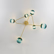 Load image into Gallery viewer, Farmhouze Light-Brass 6-Light Blue Glass Globe Abstract Sputnik Ceiling Light-Ceiling Light-Blue Bubble-
