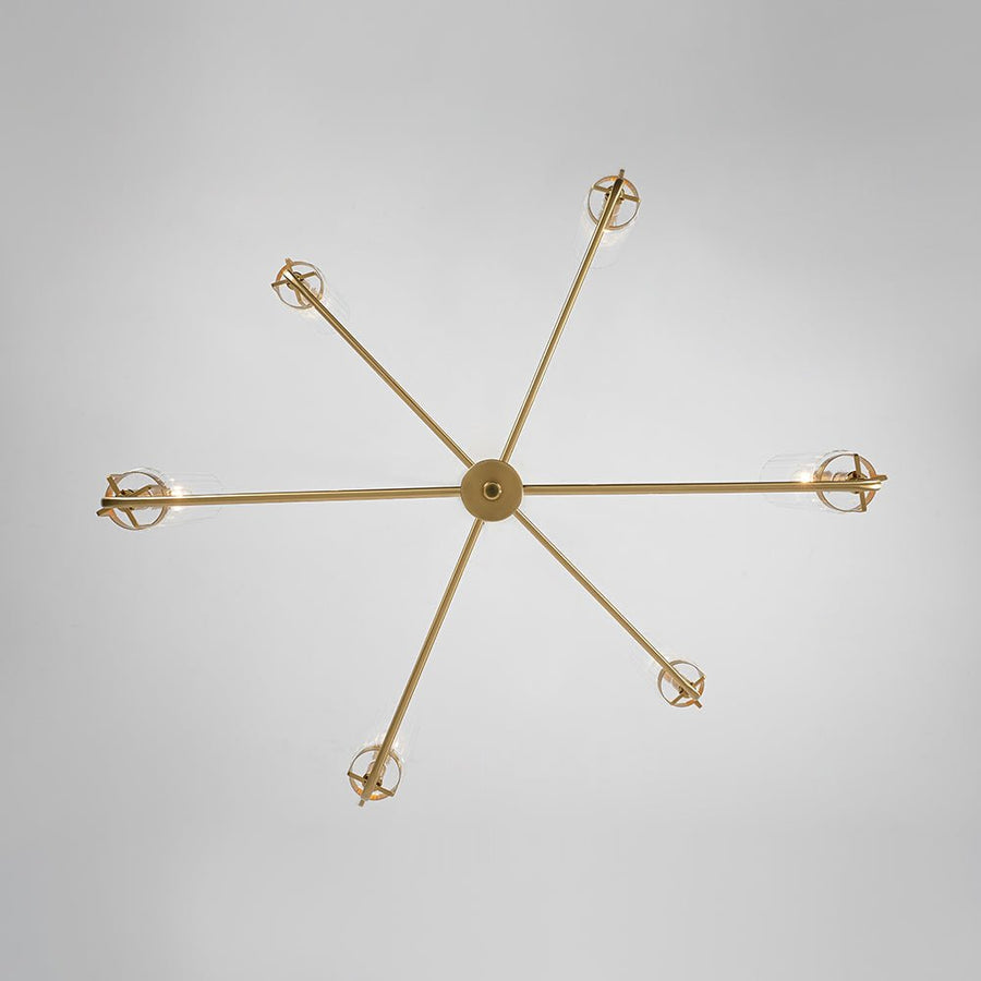 Farmhouze Light - Brass 6 - Light Fluted Glass Shade Candle Style Tiered Chandelier - Chandelier - Brass - 