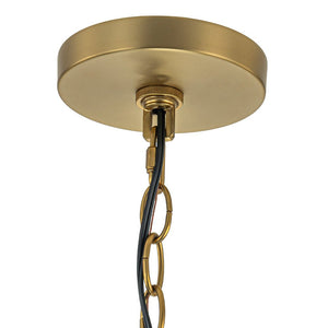 Farmhouze Light-Brass 6-Light Textured Glass Drum Lantern Pendant-Chandelier-Brass-