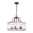 Load image into Gallery viewer, Farmhouze Light - Brass 6 - Light Textured Glass Drum Lantern Pendant - Chandelier - Oil - Rubbed Bronze - 

