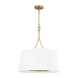 Load image into Gallery viewer, Farmhouze Light - Brass 6 - Light Wide Round White Fabric Cage Chandelier - Chandelier - Brass - 

