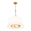 Load image into Gallery viewer, Farmhouze Light - Brass 6 - Light Wide Round White Fabric Cage Chandelier - Chandelier - Brass - 
